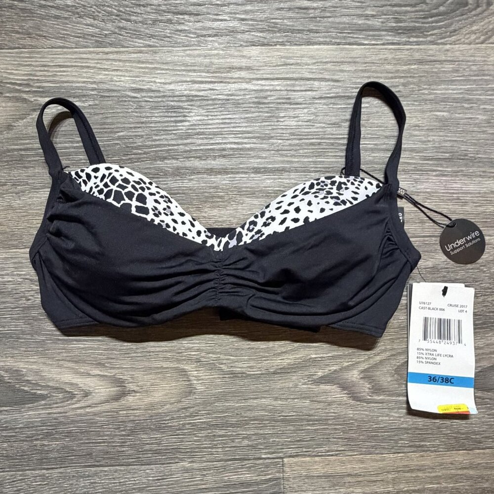 Coco Reef Diva Power Underwire Bikini Top 36/38C Harmony Mix Bra Animal Print